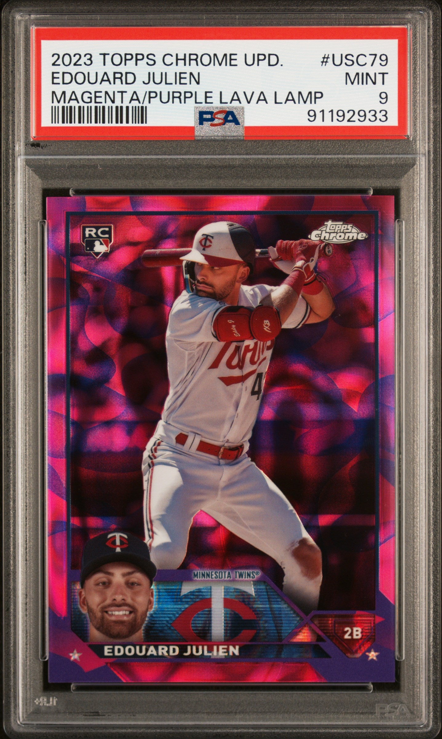 2023 Topps Chrome Update #USC79 Edouard Julien Mag/Purple Lava Lamp Ref PSA 9