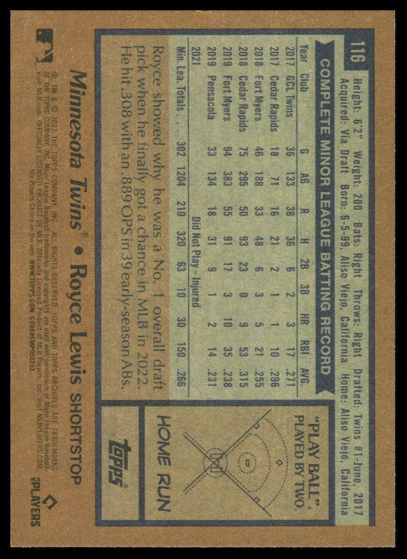 2022 Topps Archives #116 Royce Lewis Minnesota Twins Rookie