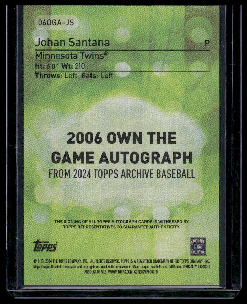2024 Topps Archives #06OGA-JS Johan Santana Twins Own the Game Autographs