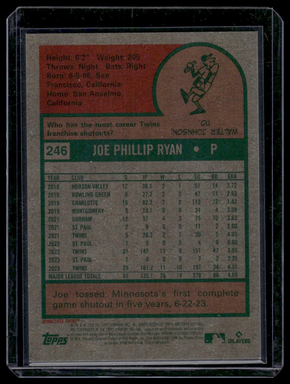 2024 Topps Heritage #246 Joe Ryan Minnesota Twins #/699 Chrome