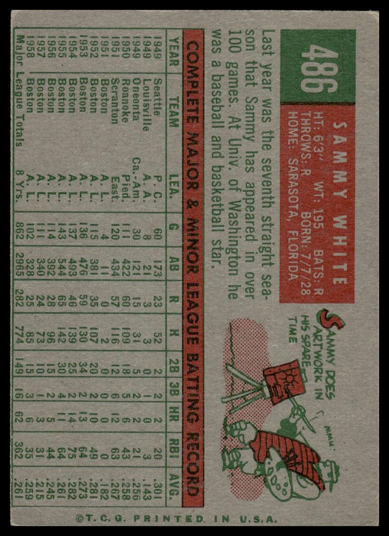 1959 Topps #486 Sammy White Boston Red Sox Very Good