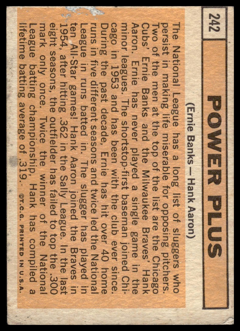 1963 Topps #242 Power Plus (Hank Aaron / Ernie Banks) Poor