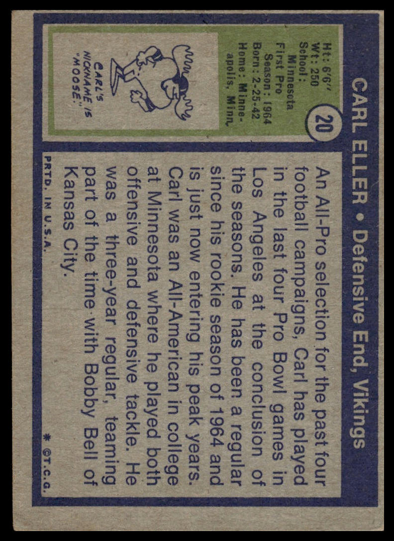 1972 Topps #20 Carl Eller Minnesota Vikings Very Good