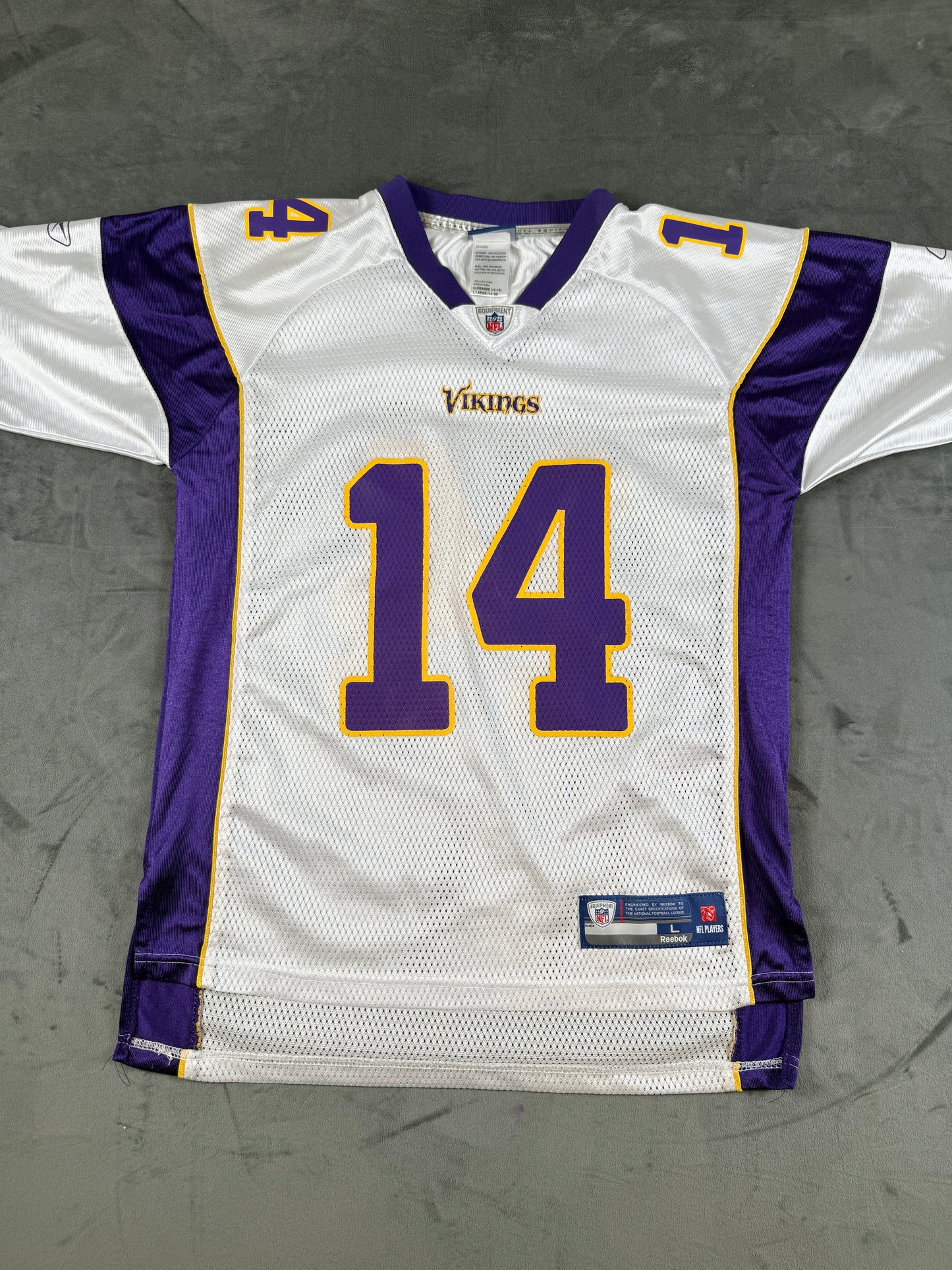 Minnesota Vikings Joe Webb #14 White NFL Reebok Jersey – Youth Size Large