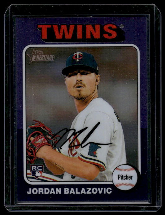 2024 Topps Heritage #680 Jordan Balazovic Twins Rookie Chrome Purple Refractor