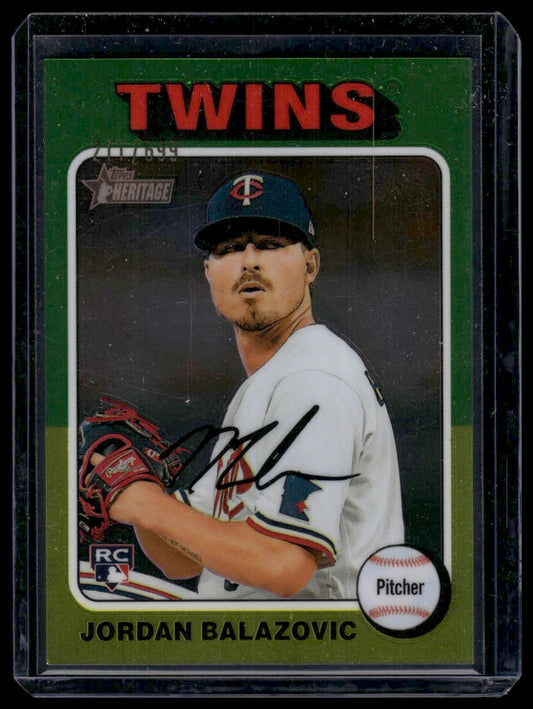 2024 Topps Heritage #680 Jordan Balazovic Minnesota Twins Rookie #/699 Chrome