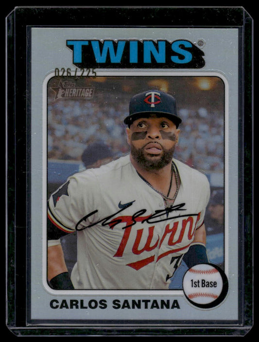 2024 Topps Heritage #77 Carlos Santana Twins #/225 Chrome Silver Refractor