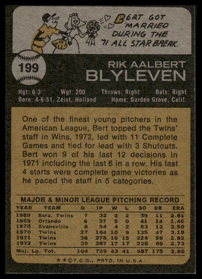 1973 Topps #199 Bert Blyleven Minnesota Twins EX-NM