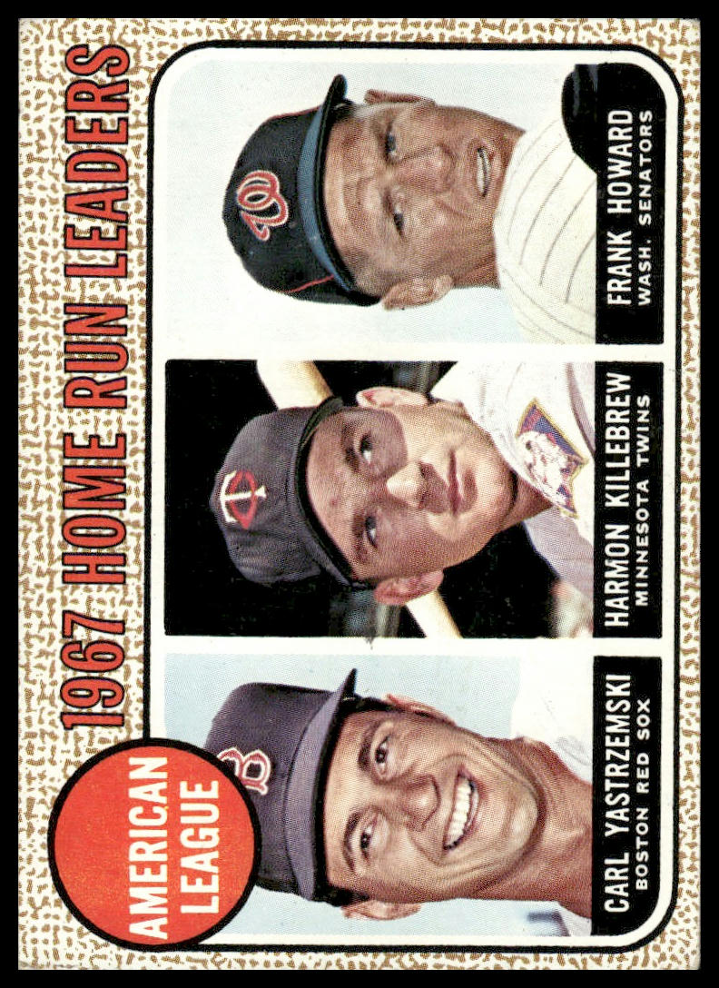 1968 Topps #6 AL HR Leaders (Yastrzemski / Killebrew / Howard) VG-EX