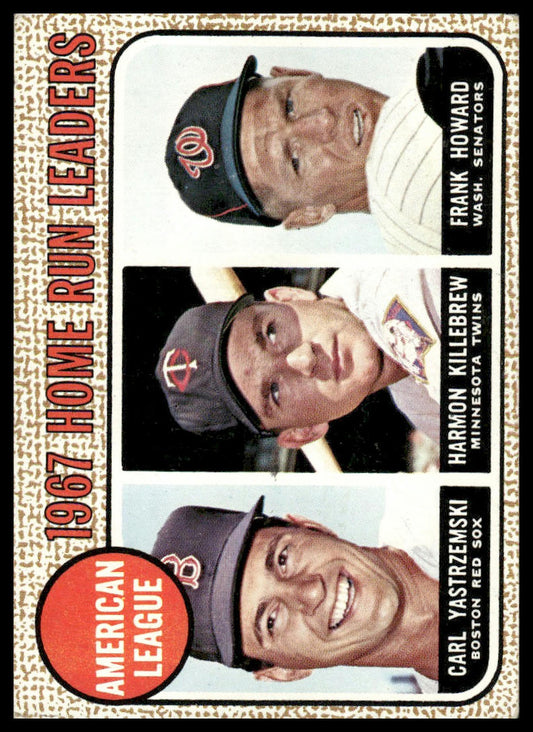 1968 Topps #6 AL HR Leaders (Yastrzemski / Killebrew / Howard) VG-EX