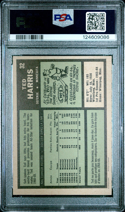 1971 O-Pee-Chee #32 Ted Harris Minnesota North Stars PSA NM-MT 8