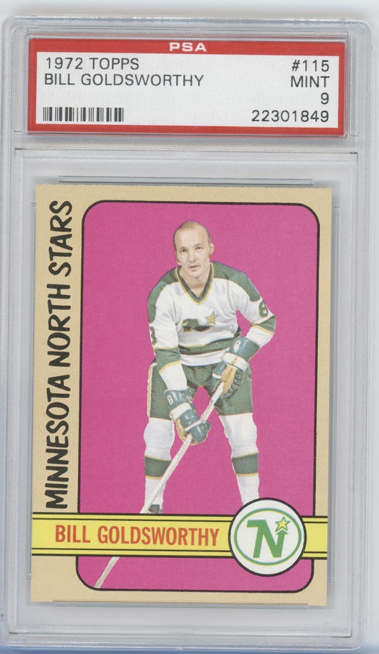 1972 Topps #115 Bill Goldsworthy Minnesota North Stars PSA Mint 9