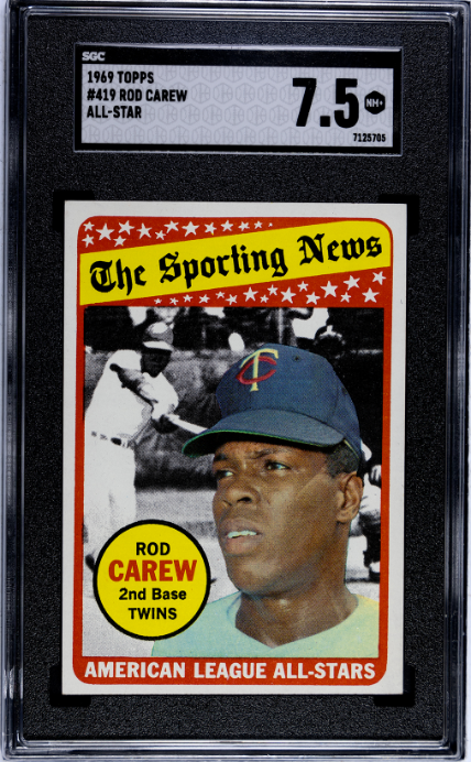 1969 Topps #419 Rod Carew Minnesota Twins All-Star SGC 7.5 NM+