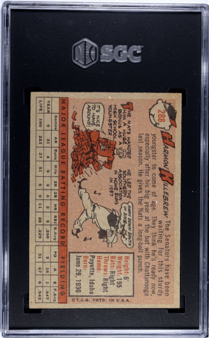 1958 Topps #288 Harmon Killebrew Washington Senators SGC 6 EX-NM