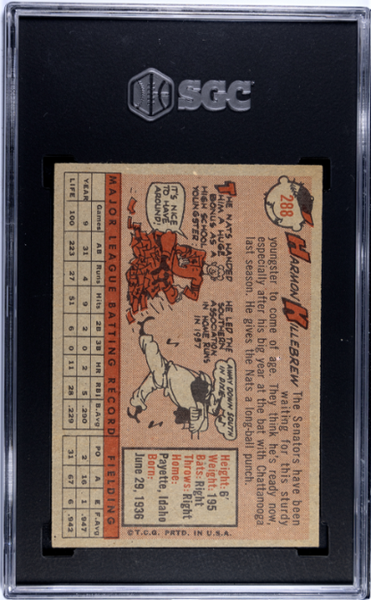 1958 Topps #288 Harmon Killebrew Washington Senators SGC 6 EX-NM