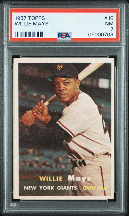 1957 Topps #10 Willie Mays New York Giants PSA 7 Near Mint