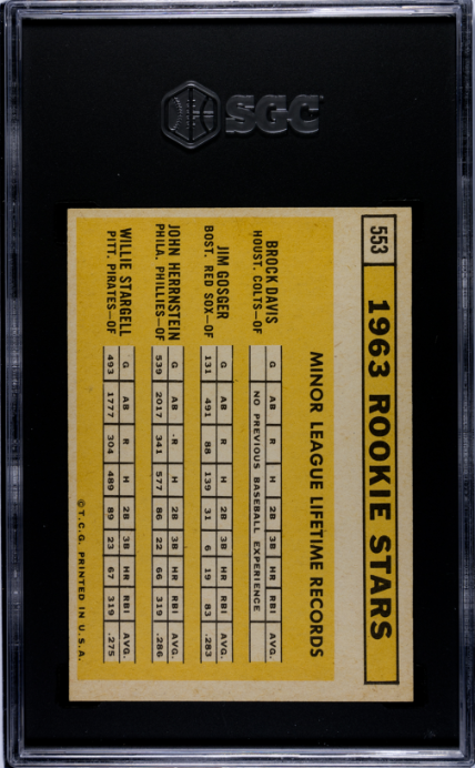 1963 Topps #553 Willie Stargell Pittsburgh Pirates Rookie SGC 5