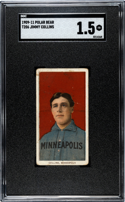 1909-11 Polar Bear (T206) Jimmy Collins Minneapolis Millers (HOF) SGC 1.5