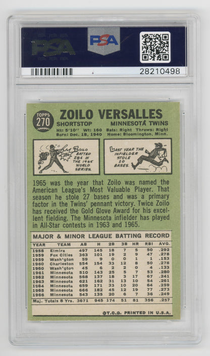 1967 Topps #270 Zoilo Versalles Minnesota Twins PSA 8 NM-MT