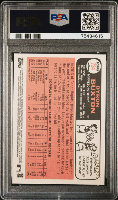 2015 Topps Heritage Chrome #724 Byron Buxton Minnesota Twins Rookie #/999 PSA 9
