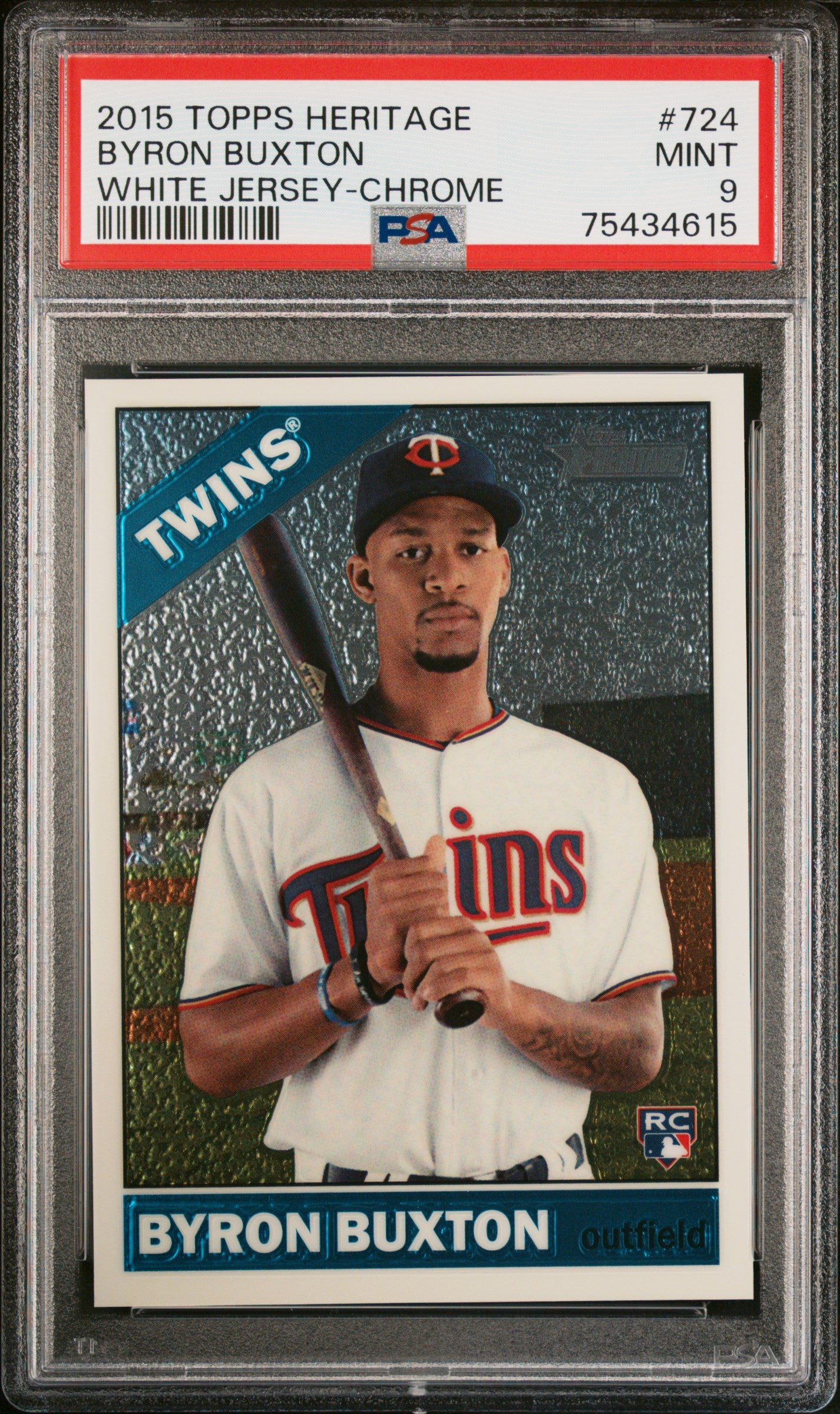 2015 Topps Heritage Chrome #724 Byron Buxton Minnesota Twins Rookie #/999 PSA 9
