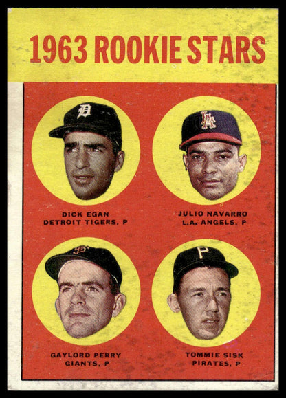 1963 Topps #169 Rookie Stars (Egan / Navarro / Gaylord Perry / Sisk) Rookie VG
