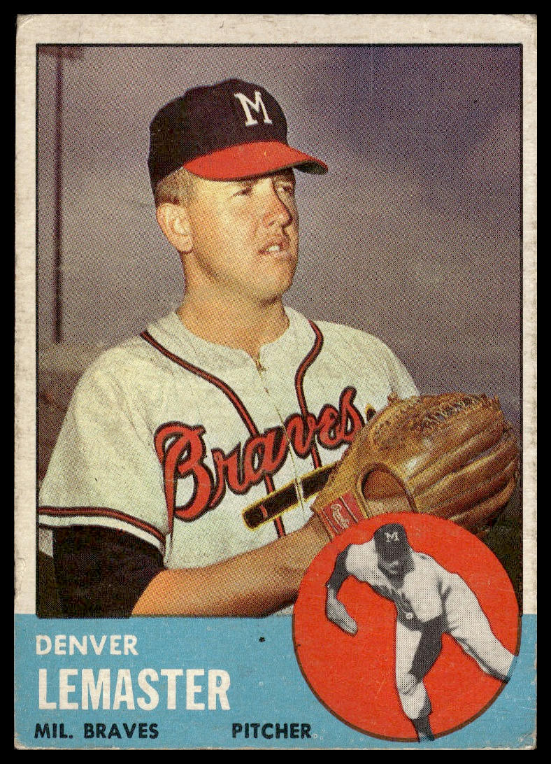 1963 Topps #74 Denver Lemaster Milwaukee Braves Rookie Very Good