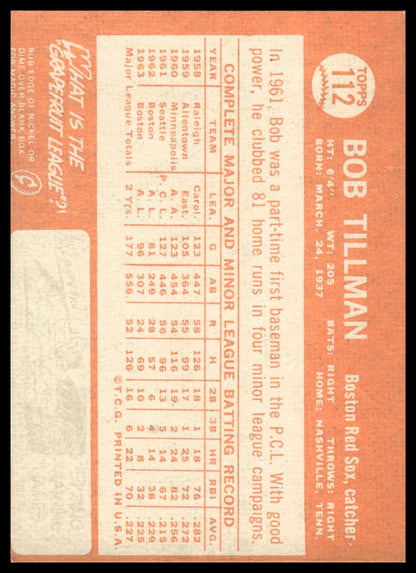1964 Topps #112 Bob Tillman Boston Red Sox VG-EX