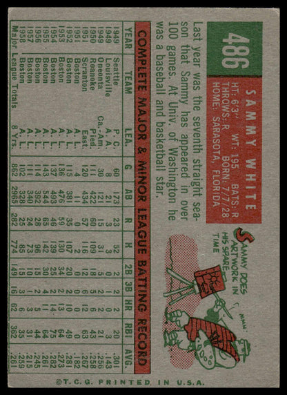 1959 Topps #486 Sammy White Boston Red Sox Very Good