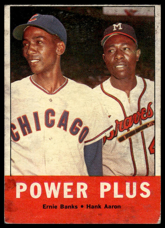 1963 Topps #242 Power Plus (Hank Aaron / Ernie Banks) Poor