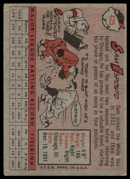 1958 Topps #425 Sam Esposito Chicago White Sox Good