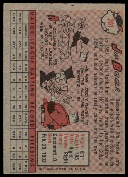 1958 Topps #201 Jim Bolger Chicago Cubs Very Good