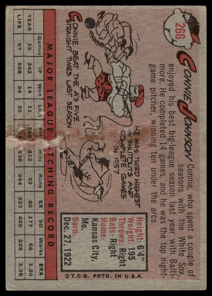 1958 Topps #266 Connie Johnson Baltimore Orioles Poor