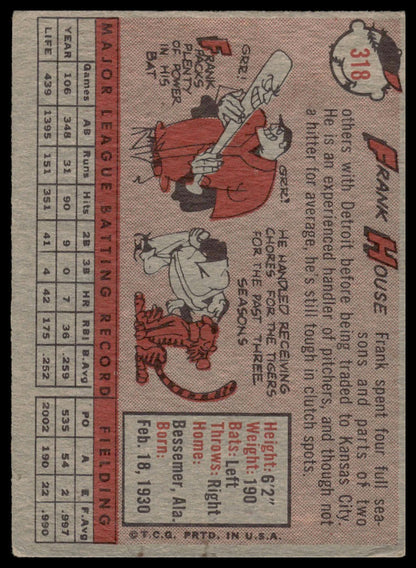 1958 Topps #318 Frank House Kansas City Athletics Very Good