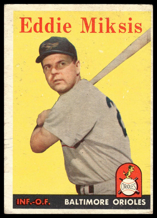 1958 Topps #121 Eddie Miksis Baltimore Orioles Very Good