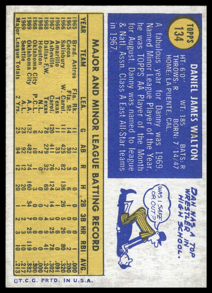 1970 Topps #134 Danny Walton Seattle Pilots Rookie EX-NM