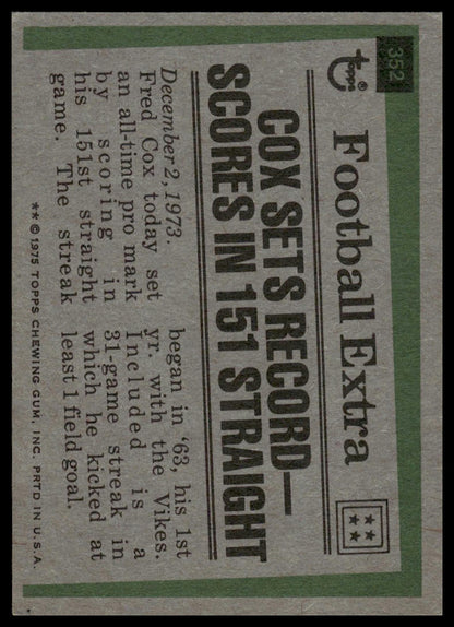 1975 Topps #352 Fred Cox Minnesota Vikings VG-EX