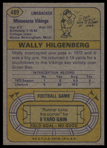 1974 Topps #489 Wally Hilgenberg Minnesota Vikings EX