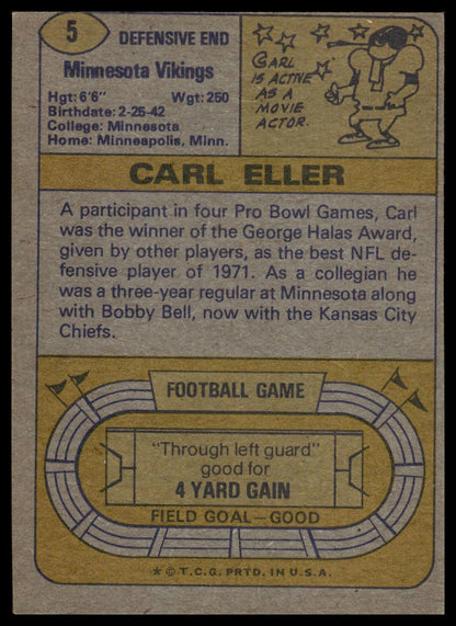 1974 Topps #5 Carl Eller Minnesota Vikings VG-EX Miscut