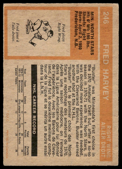 1972-73 O-Pee-Chee #246 Fred Harvey Minnesota North Stars Rookie VG-EX