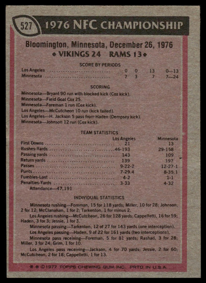 1977 Topps #527 1976 NFC Championship VG-EX