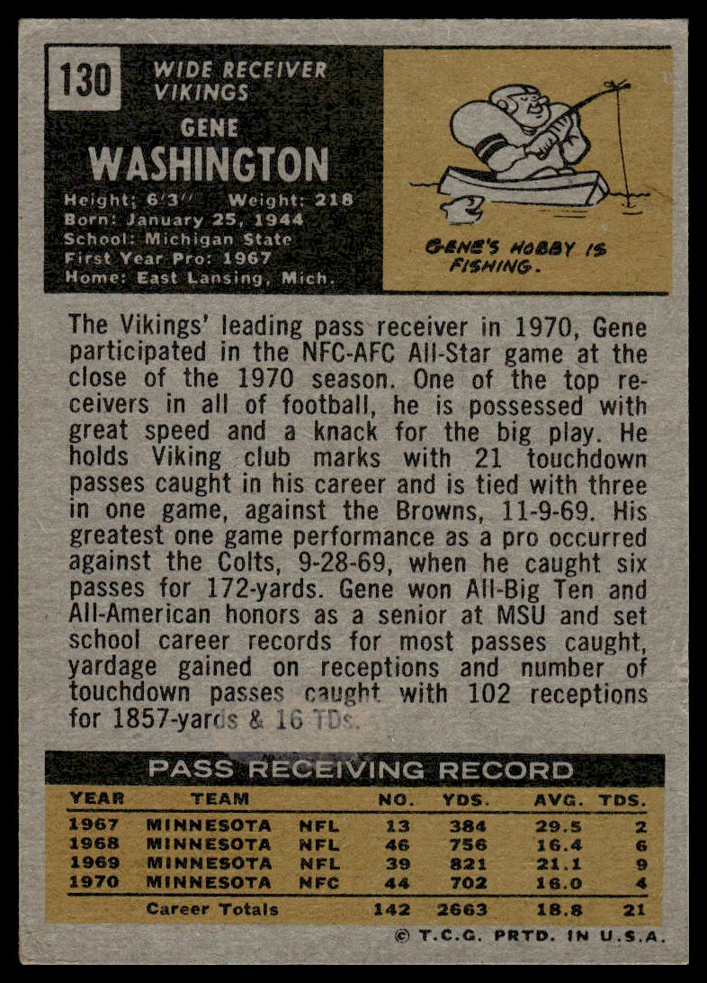 1971 Topps #130 Gene Washington Minnesota Vikings VG-EX
