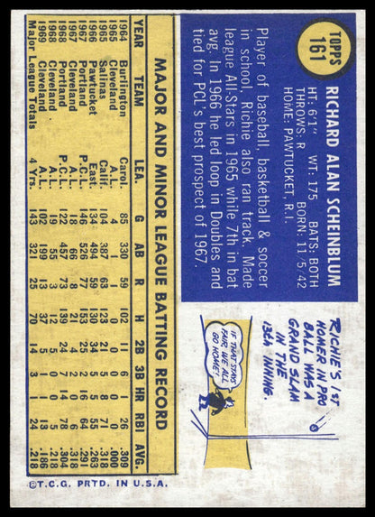 1970 Topps #161 Richie Scheinblum Cleveland Indians Excellent