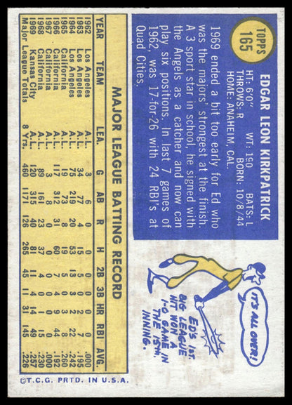 1970 Topps #165 Ed Kirkpatrick Kansas City Royals Excellent