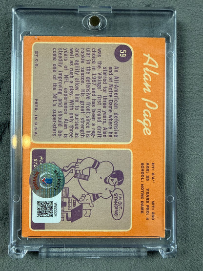 1970 Topps #59 Alan Page Rookie Card Autographed Beckett Authentication