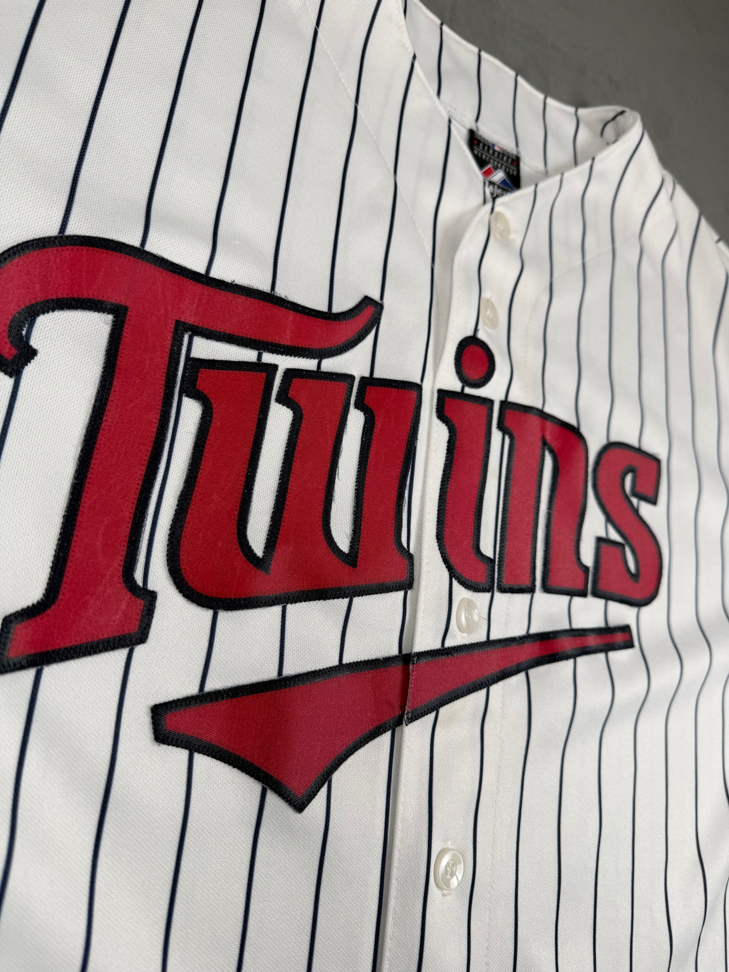 Minnesota Twins White Pinstripe Vintage Majestic Home Jersey Size XL