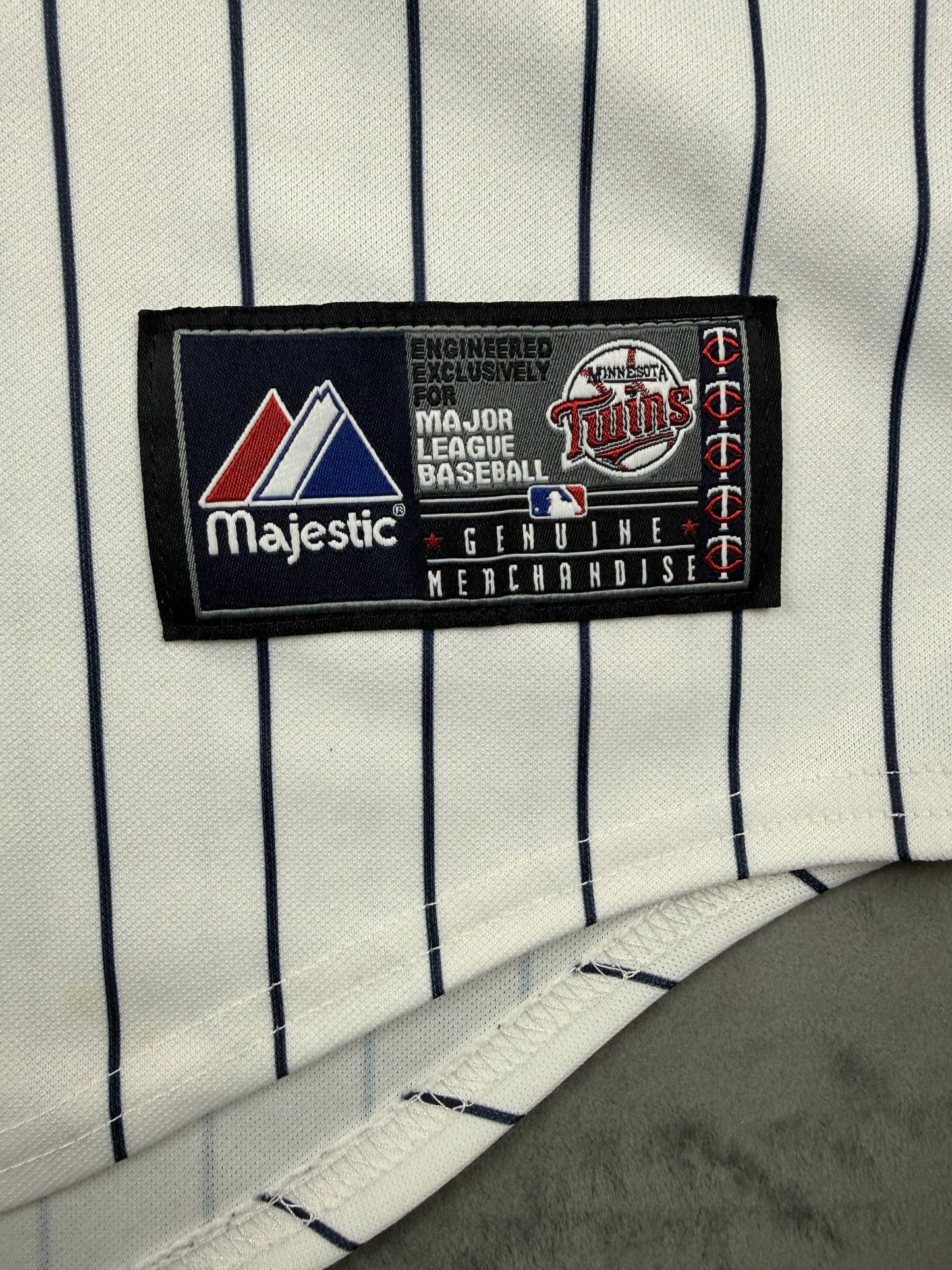 Minnesota Twins White Pinstripe Vintage Majestic Home Jersey Size XL