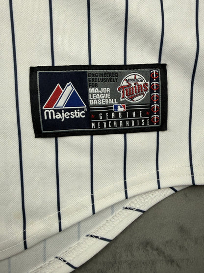 Minnesota Twins White Pinstripe Vintage Majestic Home Jersey Size XL