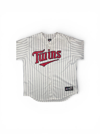 Minnesota Twins White Pinstripe Vintage Majestic Home Jersey Size XL