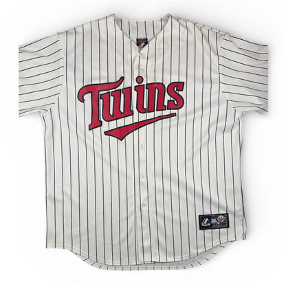 Minnesota Twins White Pinstripe Vintage Majestic Home Jersey Size XL